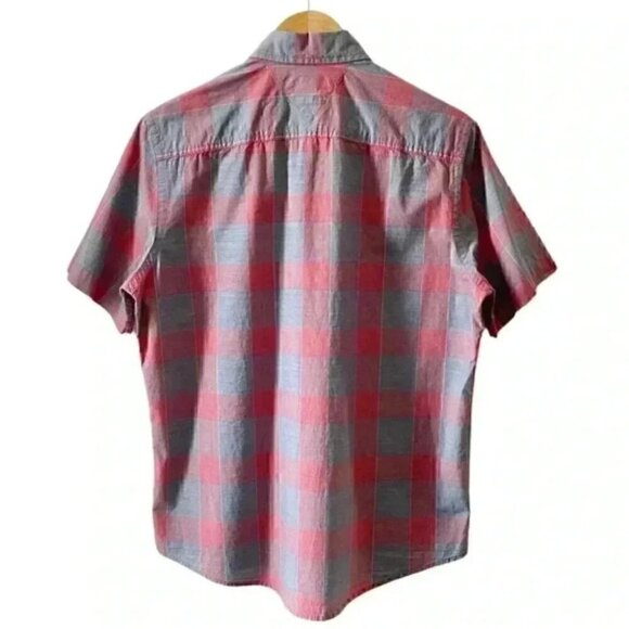 Tommy Hilfiger Mens Shirt Short Sleeve Button Down Red Grey Plaid Cotton Small - Picture 2 of 15